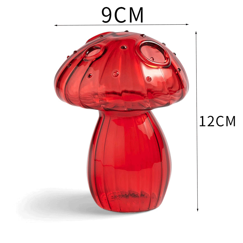 【ガラスのキノコ型花瓶】水耕栽培用の花のアレンジメント、ホームデコレーション用のガラス製クリエイティブバスケット